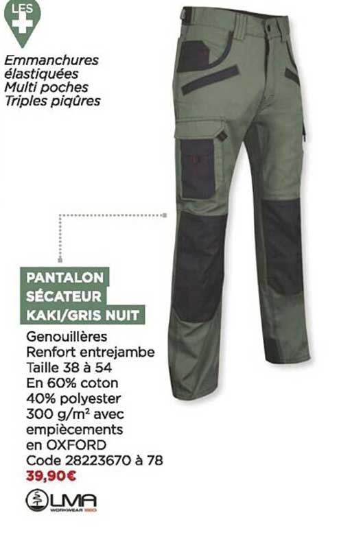 pantalon sécateur kaki-gris nuit lma