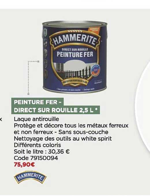 peinture fer - direct sur rouille 2,5 l hammerite