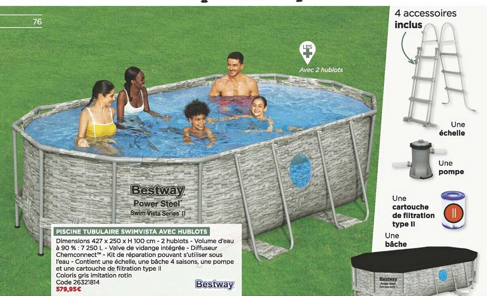 piscine tubulaire swimvista avec hublots bestway