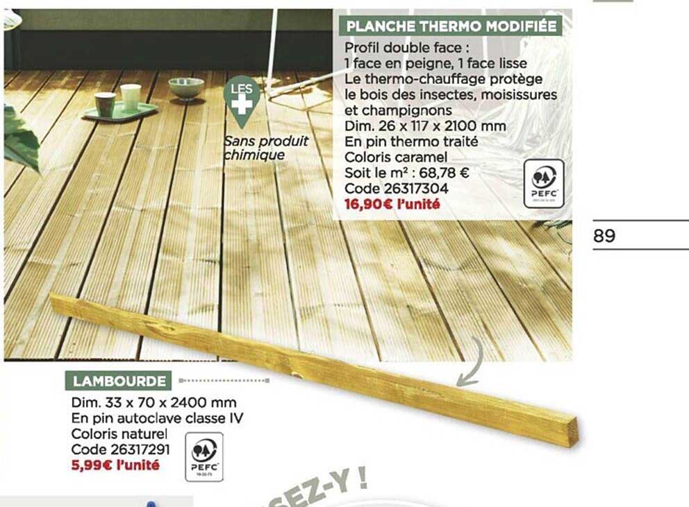 planche thermo modifiée, lambourde