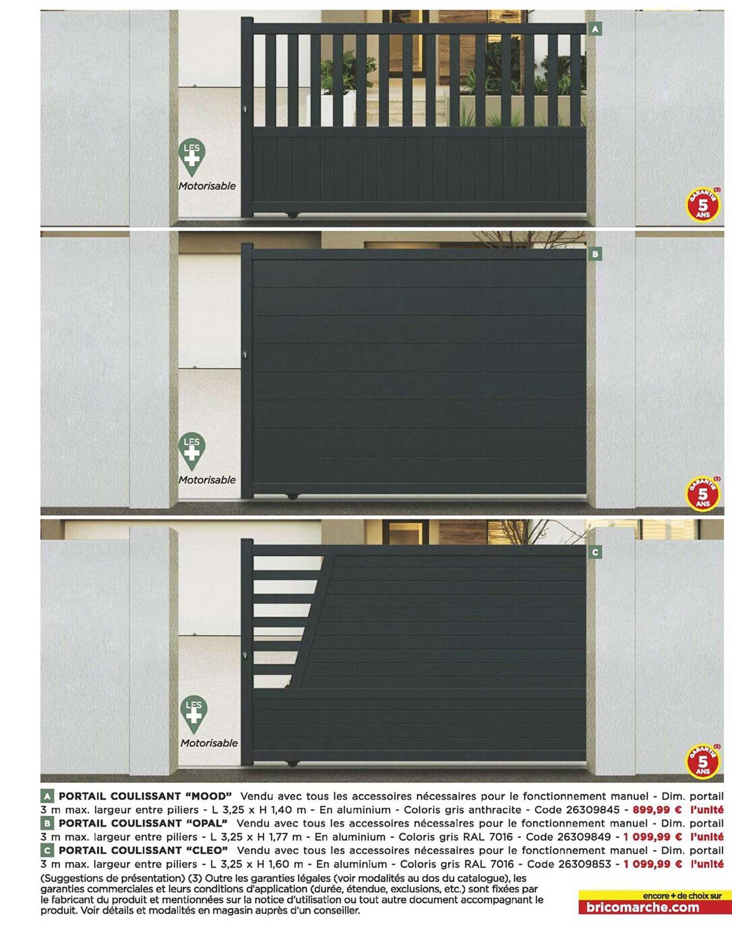 portail coulissant "mood" , portail coulissant "opal", portail coulissant "cléo"