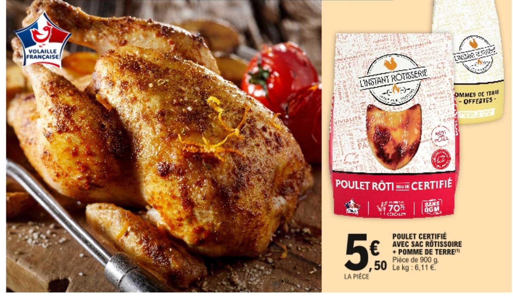 poulet certifié avec sac rôtissoire + pomme de terre