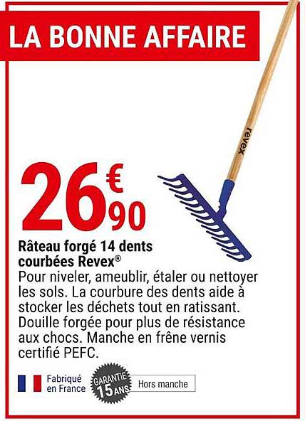 râteau forgé 14 dents courbées revex