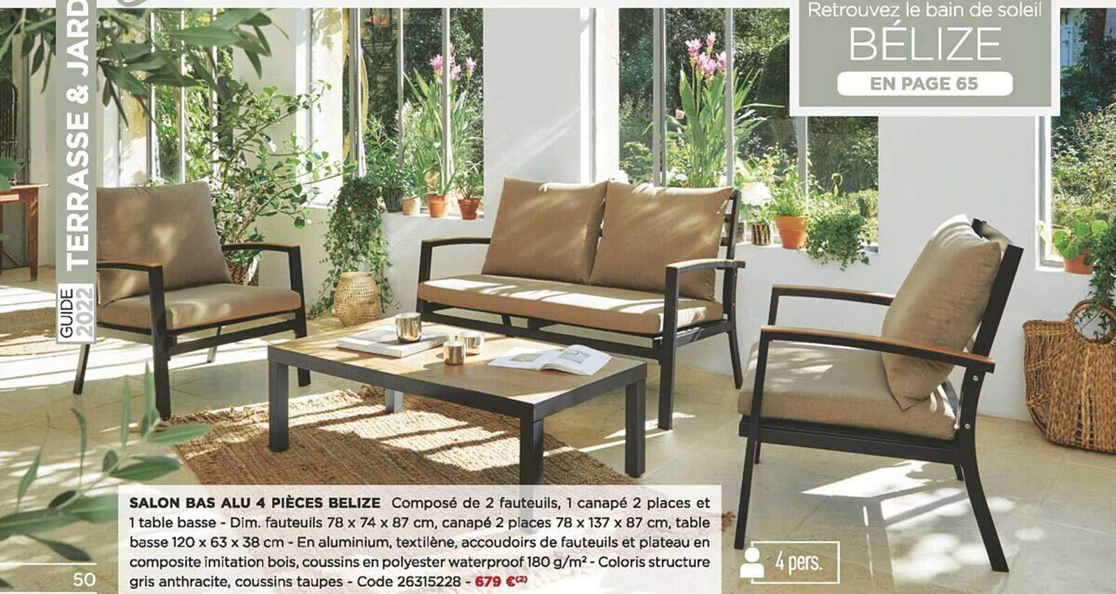 salon bas alu 4 pièces belize