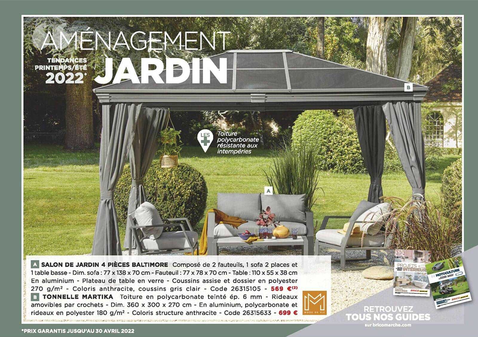 salon de jardin 4 pièces baltimore, tonnelle martika