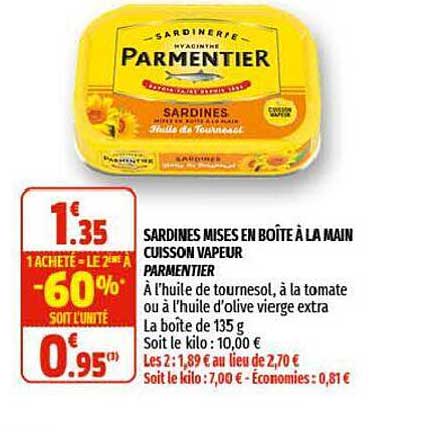 sardines mises en boîte à la main cuisson vapeur parmentier