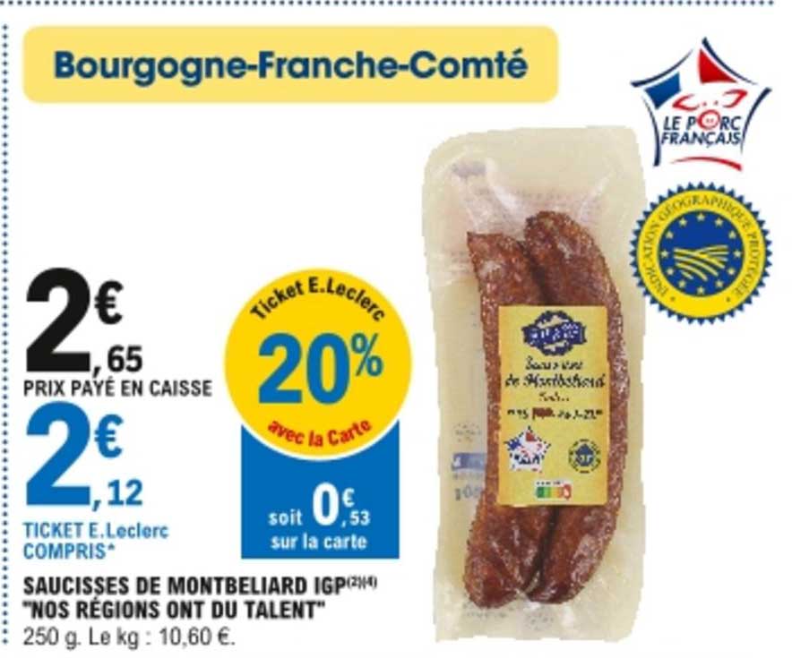 saucisses de montbeliard igp "nos régions ont du talent"