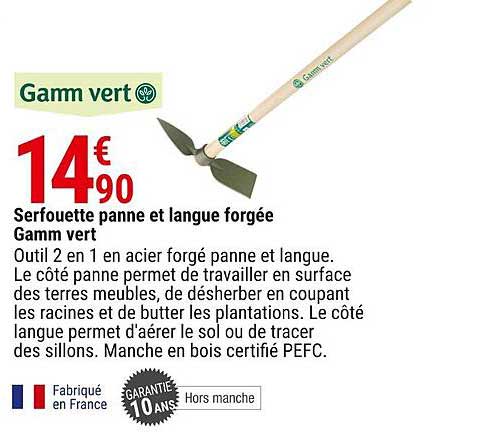 Serfouette Panne Et Langue Forgée Gamm Vert