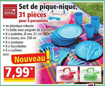 set de pique-nique, 31 pièces pour 6 personnes