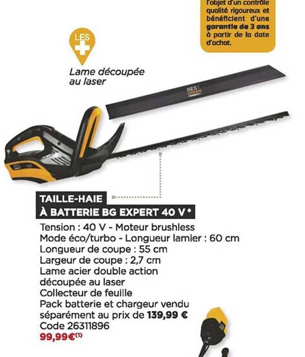 taille-haie à batterie gb expert 40 v
