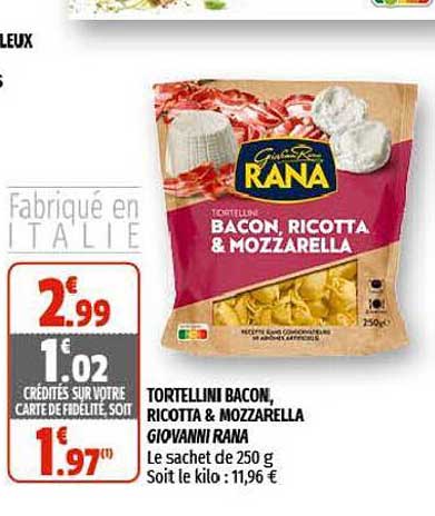 tortellini bacon, ricotta & mozzarella giovanni rana