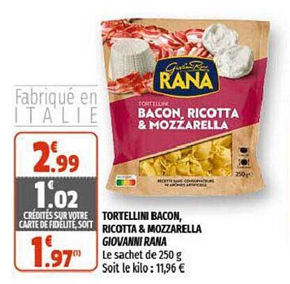 tortellini bacon, ricotta & mozzarella giovanni rana