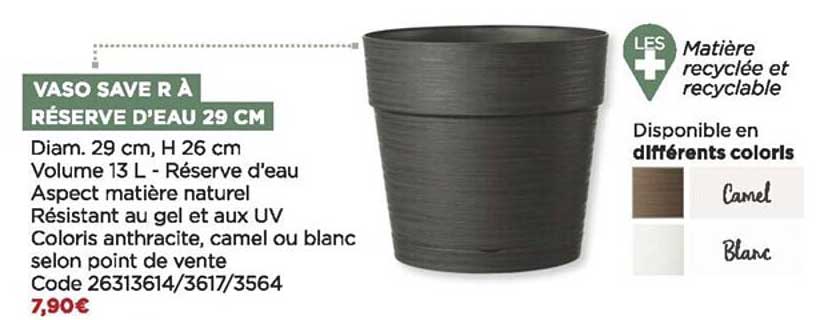 vaso save r à réserve d'eau 29 cm