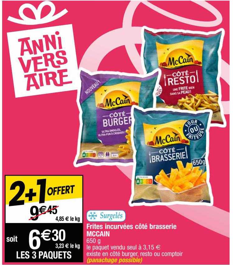 frites incurvées côté brasserie mc cain