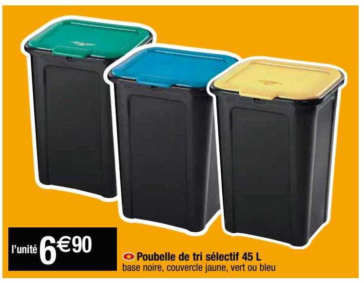 poubelle de tri sélectif 45l