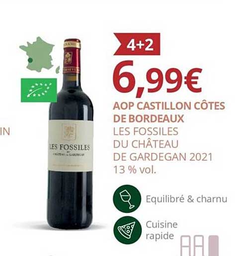 aop castillon côtes de bordeaux les fossiles du château de gardegan 2021 13% vol.