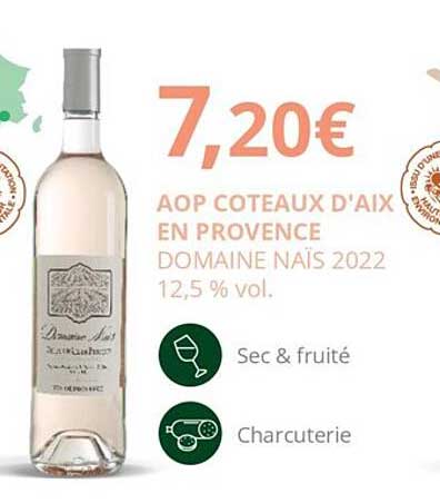 aop côteaux d'aix en provence domaine naïs 2022 12,5% vol.