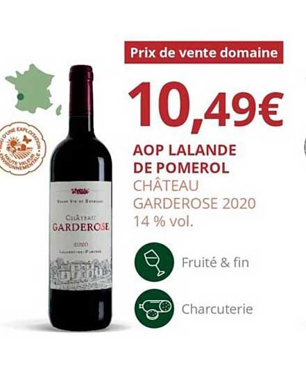 aop lalande de pomerol château garderose 2020 14% vol