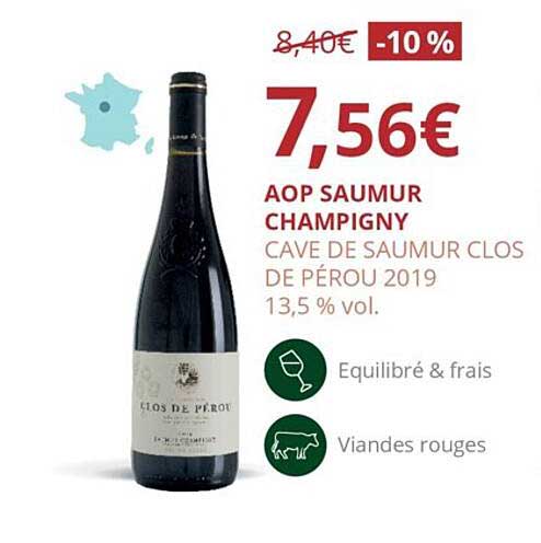 aop saumur champigny cave de saumur clos de pérou 2019 13,5% vol.