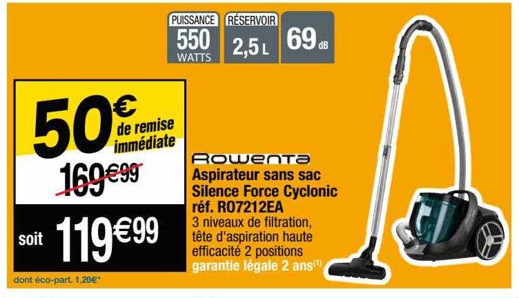 aspirateur sans sac silence force cyclonic rowenta