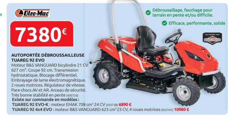 autoportée débroussailleuse tuareg 92 evo oleo-mac
