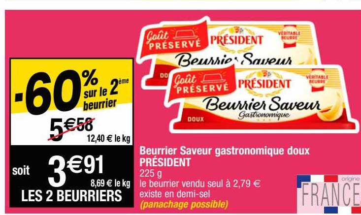 Beurrier Saveur Gastronomique Doux Président
