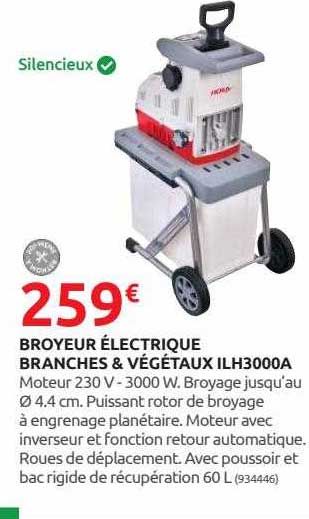 broyeur électrique branches & végétaux ilh3000a