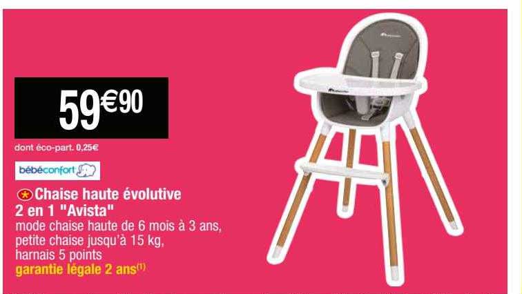 chaise haute évolutive 2 en 1 "avista" bébé confort