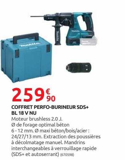 coffret perfo-burineur sds+ bl 18v nu makita