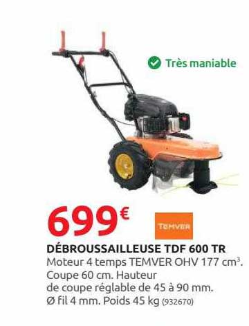 débroussailleuse tdf 600 tr temver