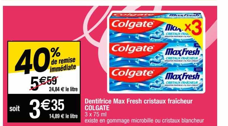 Dentifrice Max Fresh Cristaux Fraîcheur Colgate