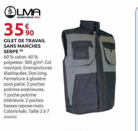 gilet de travail sans manches serpe olivia