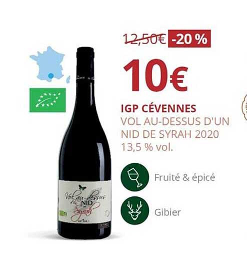igp cévennes vol au-dessus d'un nid de syrah 2020 13,5% vol