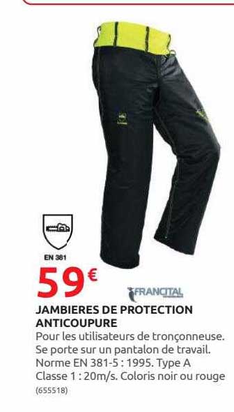 jambières de protection anticoupure