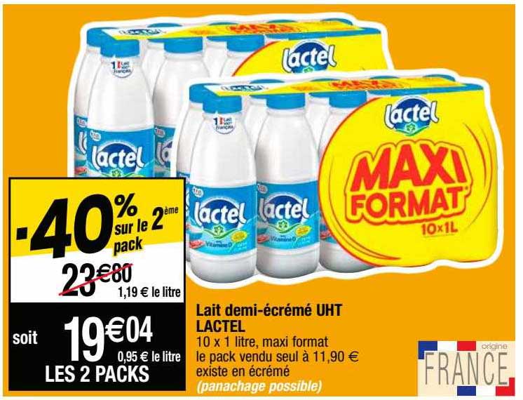 lait demi-écrémé uht lactel