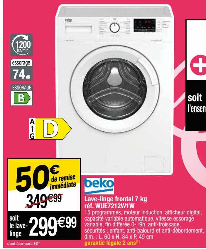 lave-linge frontal 7 kg beko
