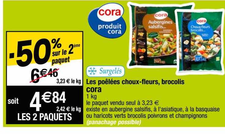 les poêlées choux-fleurs, brocolis cora