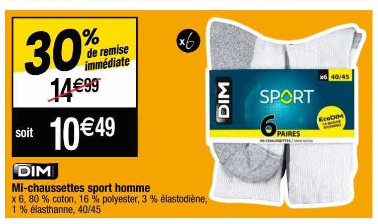 mi-chaussettes sport homme dim paris