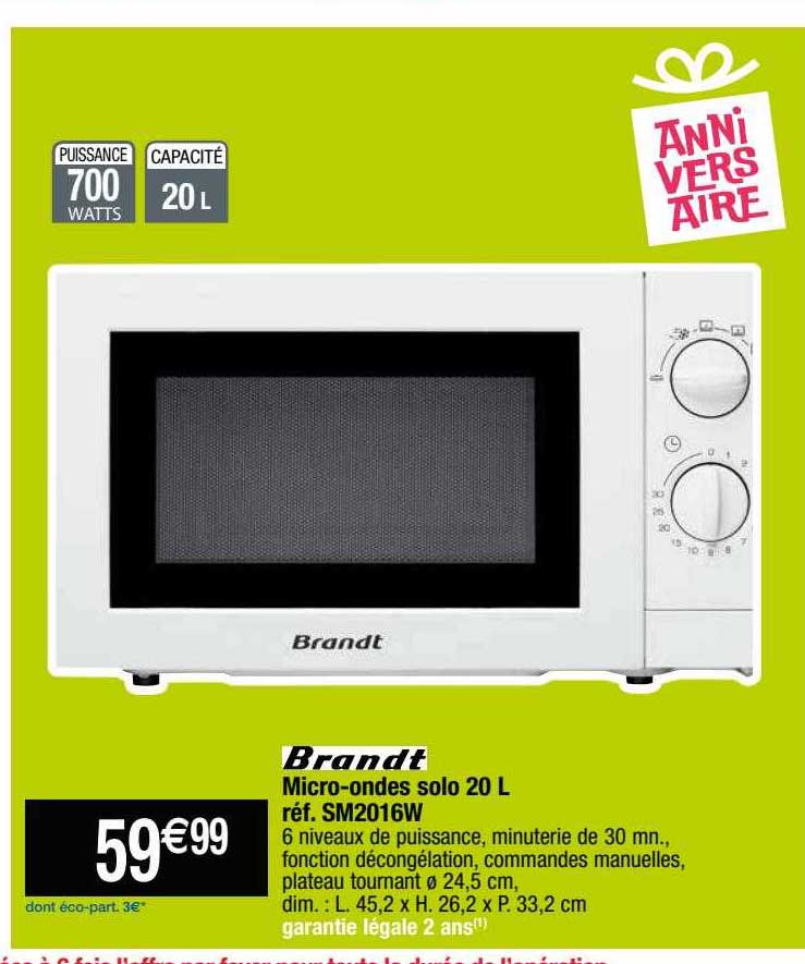 micro-ondes solo 20l brandt