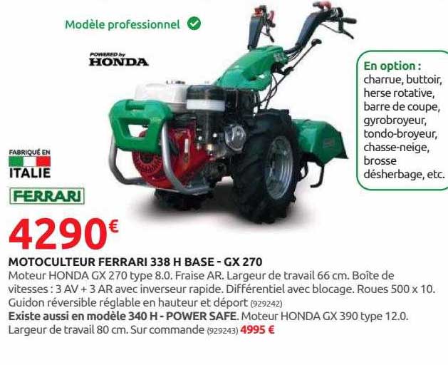 Motoculteur Ferrari 338 H Base - Gx 270