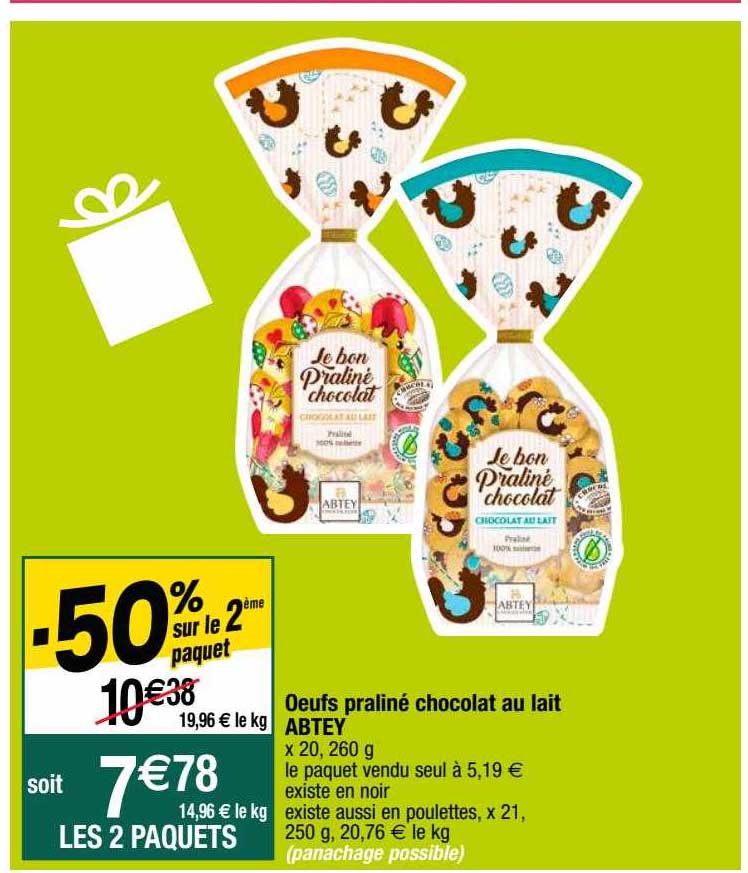 œufs praliné chocolat au lait abtey