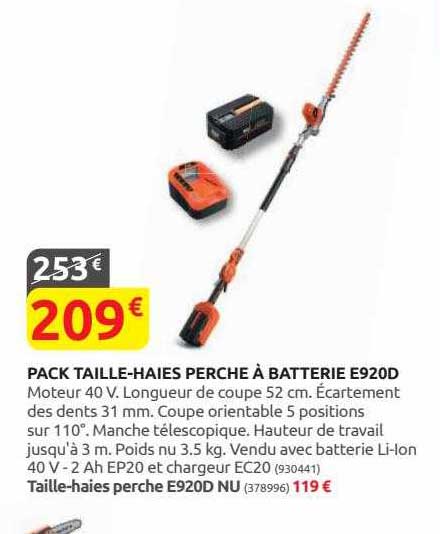 pack taille-haies perche à batterie e920d