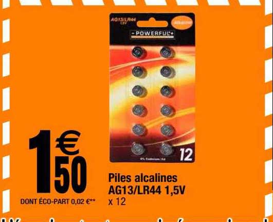 piles alcalines ag13-lr44 1,5v