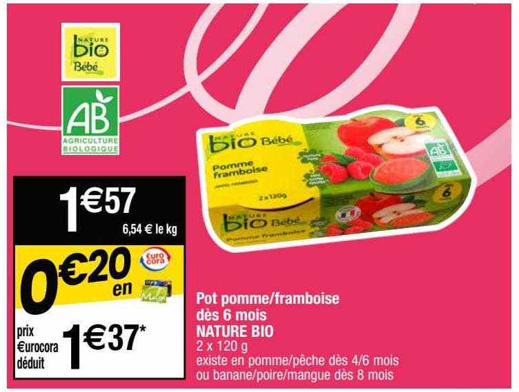 Pot Pomme-framboise Dès 6 Mois Nature Bio