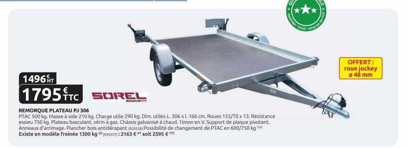 remorque plateau pj 306 sorel