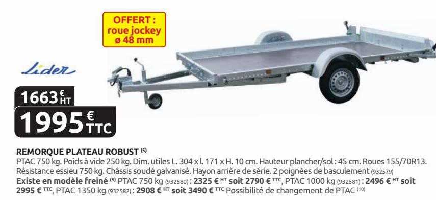 remorque plateau robust lider