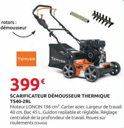 scarificateur démousseur thermique ts40-2rl temver