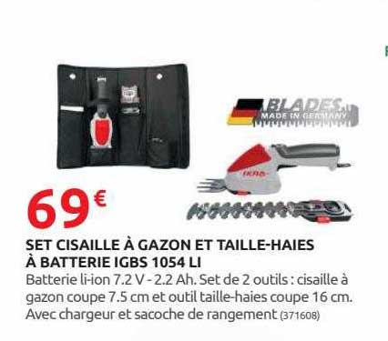 set cisaille à gazon et taille-haies à batterie igbs 1054 li