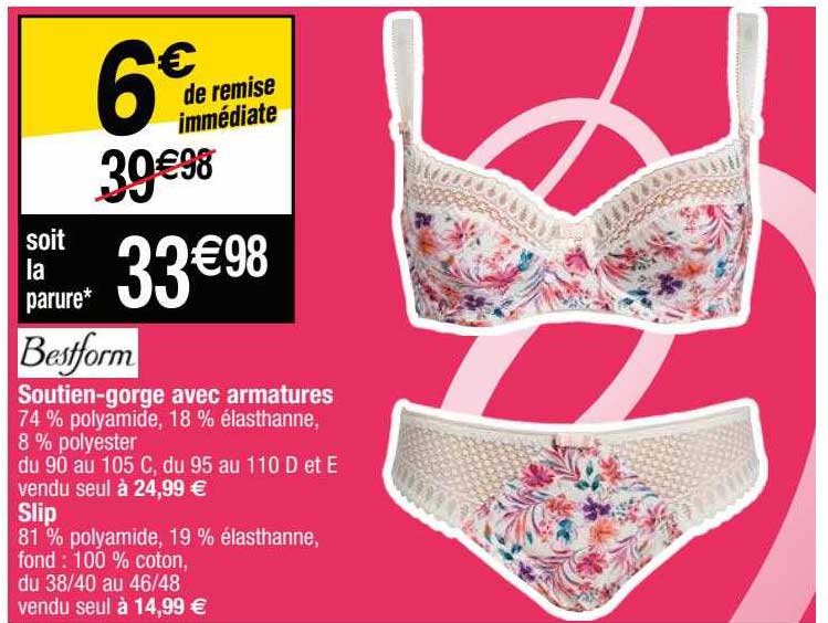 soutien-gorge avec armatures bestform, slip bestform