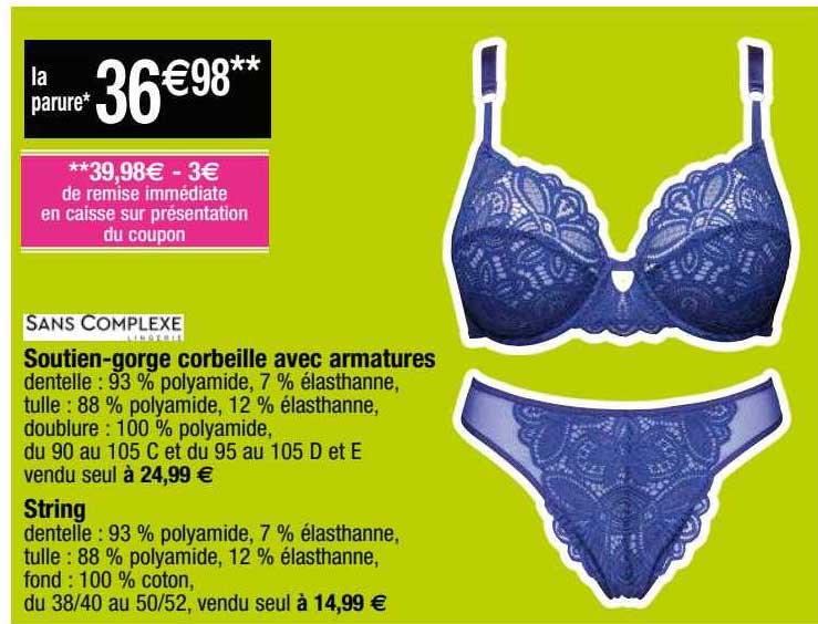 Soutien-gorge Corbeille Avec Armatures Sans Complexe, String Sans Complexe
